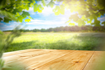 desk of free space and spring time 