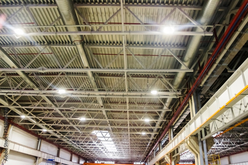 metal celling in factory high with light