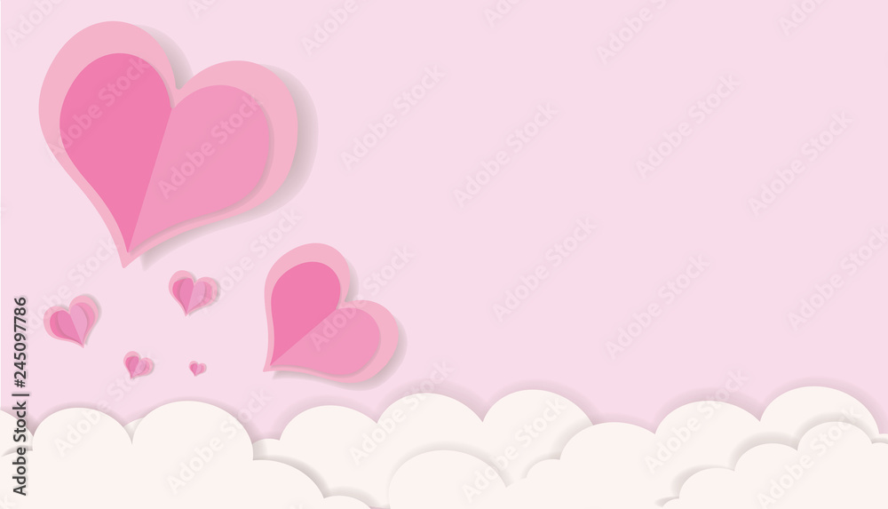 LOVE - Valentine's Day Pink Color Cutting paper and Mini Heart Concept Art / Illustrations 