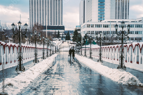 Photography People leaving the pavement of the Izmailovo Kremlin in Moscow