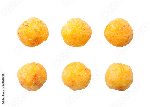 cheese balls isolated on white background © koosen