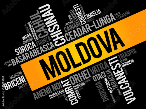 List of cities in Moldova word cloud collage, business and travel concept background photo