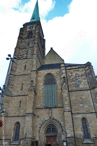 Facade of Cathedral of Saint Bartholomew, Pilsen, Czech Republic photo