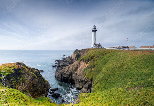 lighthouse on the coast of sea