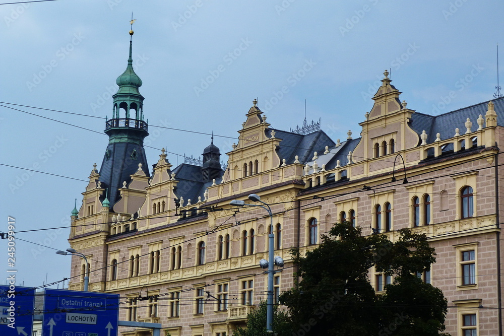 Obraz premium Typical palaces in the center of Pilsen, Czech Republic