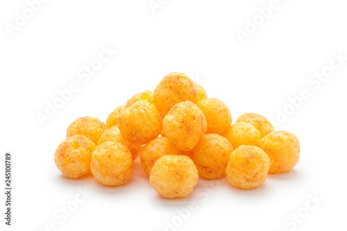 Foto Pile of cheese balls isolated on white background