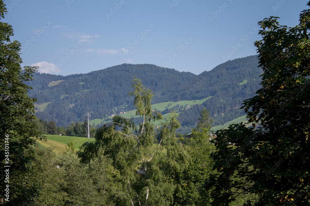 Beautiful nature of Austria wonderful landskape river, mountains, waterfall, forests