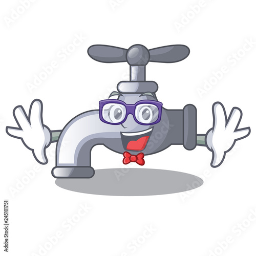 Geek water tap installed in cartoon bathroom