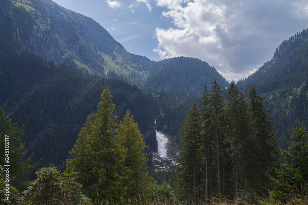 Beautiful nature of Austria wonderful landskape river, mountains, waterfall, forests