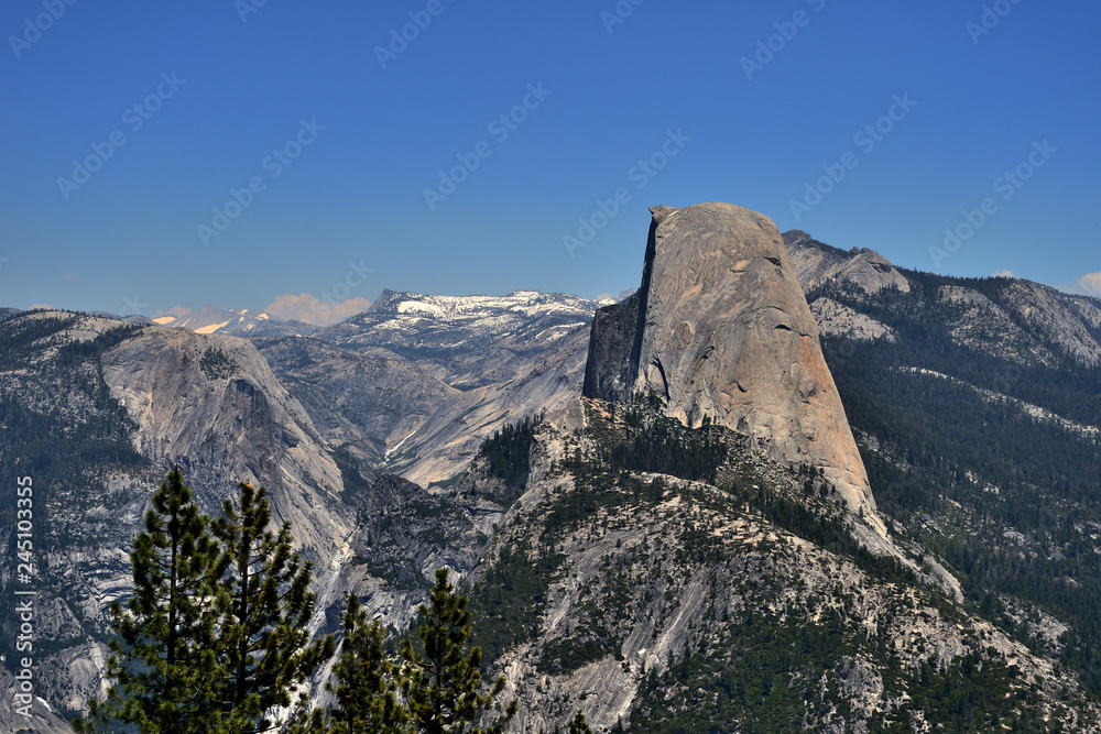 Beautiful View of Half Dome from Glacier Point in Yosemite National Park, California, USA