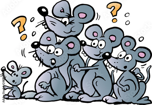Cartoon Vector illustration of a Bunch of Wondering Mice