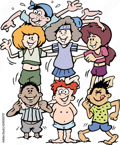Cartoon Vector illustration of young People doing Gymnastics
