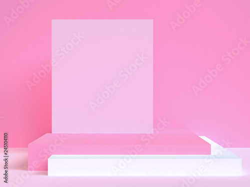 Minimalist geometrical abstract background  pastel colors  3D render  trend poster  Illustration.