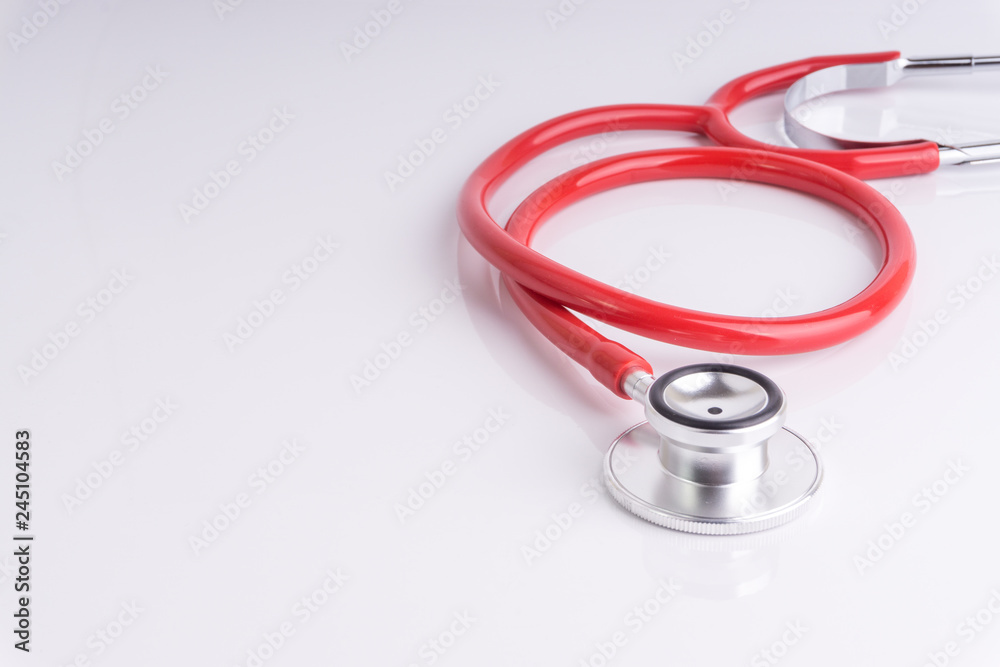 Stethoscope On White Background with selective focus and crop fragment Stethoscope On White Background with selective focus and crop fragment