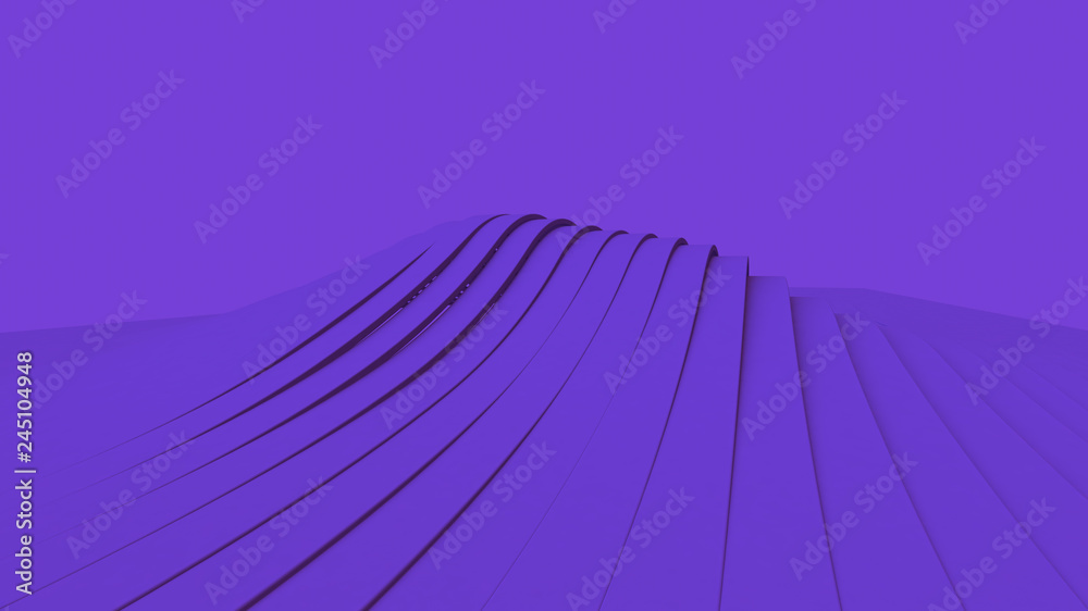 Purple wave Future geometric patterns. 3d rendering. Trendy modern illustration, Pastel Geometric shapes. Concept : Abstract wallpaper, Banner, Poster backdrop.