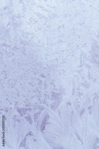 Frosty patterns on a frozen ice box in the early morning