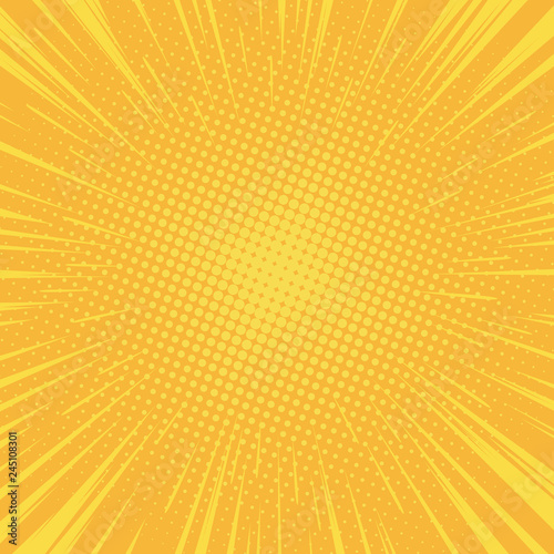Comic background radial speed lines and halftone dots for comic books
