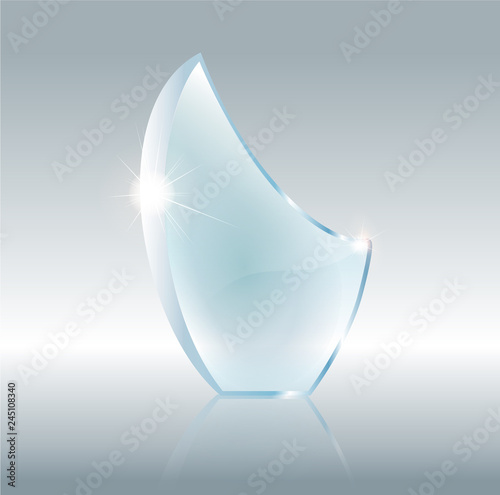 Abstract Illustration of Broken Blue Glass Flat glass. Realistic 3D design. Vector transparent object 10 eps.