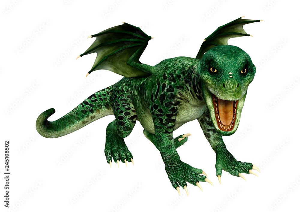 Fototapeta premium 3D Rendering Fairy Tale Dragon on White