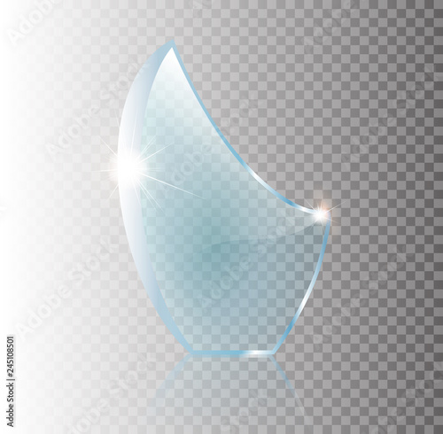 Abstract Illustration of Broken Blue Glass Flat glass. Realistic 3D design. Vector transparent object 10 eps.
