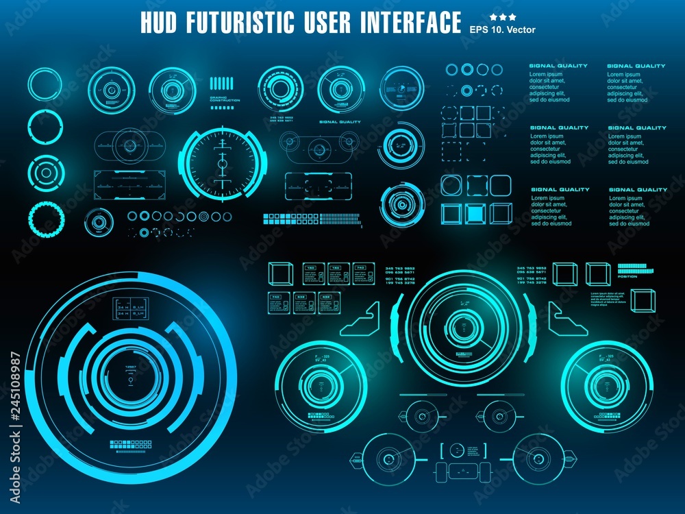 HUD futuristic blue user interface, dashboard display virtual reality technology screen, target HUD futuristic blue user interface, dashboard display virtual reality technology screen, target