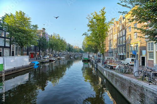 Bikes on the street in Amsterdam  Netherlands