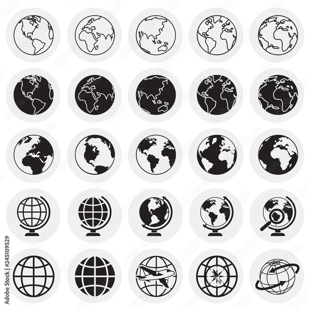 Globe icons on circles background for graphic and web design, Modern simple vector sign. Internet concept. Trendy symbol for website design web button or mobile app. Globe icons on circles background for graphic and web design, Modern simple vector sign. Internet concept. Trendy symbol for website design web button or mobile app.