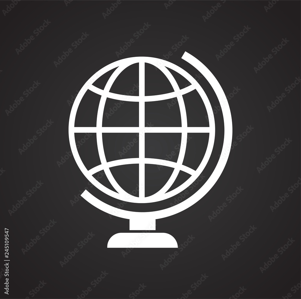 Globe icon on black background for graphic and web design, Modern simple vector sign. Internet concept. Trendy symbol for website design web button or mobile app Globe icon on black background for graphic and web design, Modern simple vector sign. Internet concept. Trendy symbol for website design web button or mobile app