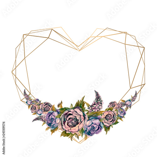 The frame is the heart of watercolor flowers. Valentine, wedding invitation