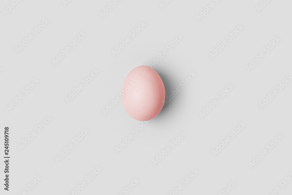 White egg on the white background in center. Design, visual art, minimalism