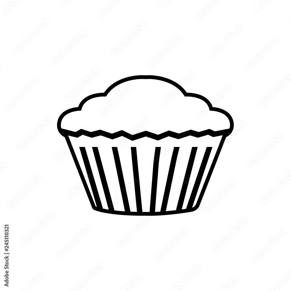 muffin line icon illustration vector, logo on white background muffin line icon illustration vector, logo on white background