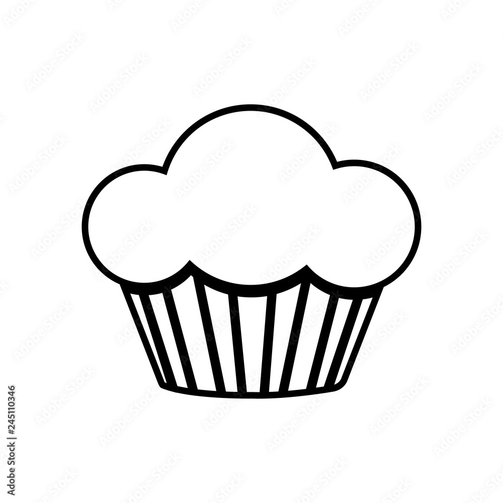 muffin line icon illustration vector, logo on white background muffin line icon illustration vector, logo on white background