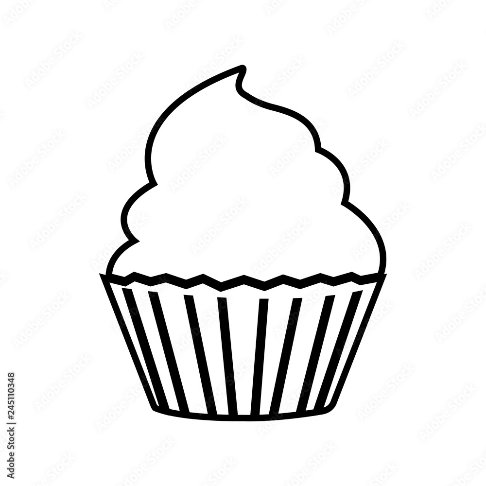 muffin line icon illustration vector, logo on white background muffin line icon illustration vector, logo on white background