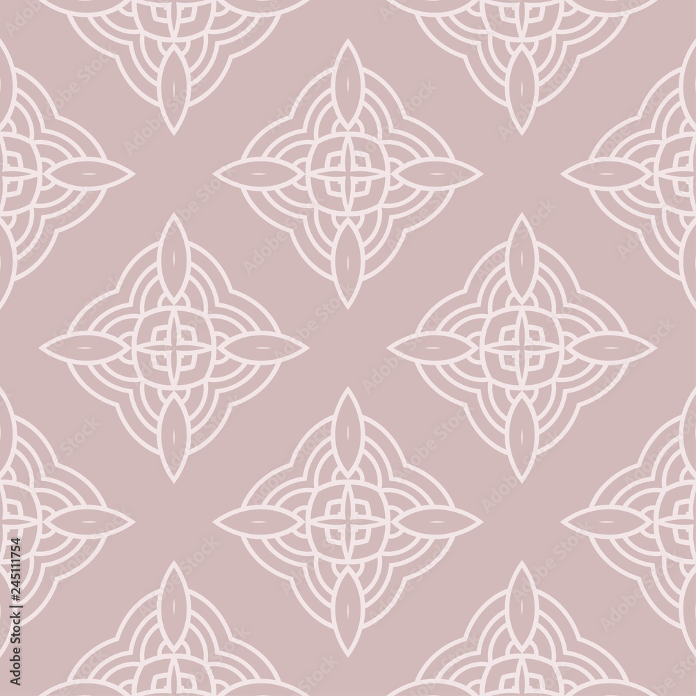 Fototapeta premium Seamless geometric pattern in florral style. Simple fashion fabric print. Vector repeating tile texture. Beige color