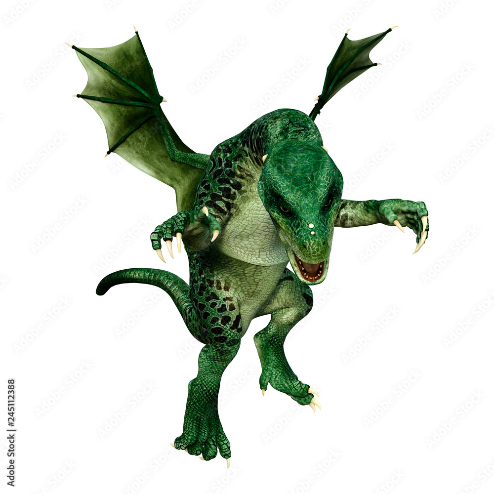 Fototapeta premium 3D Rendering Fairy Tale Dragon on White