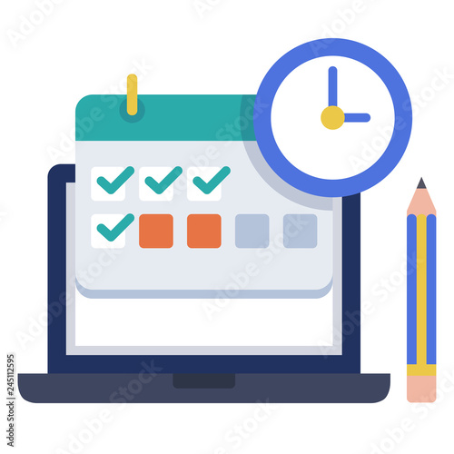 Schedule class flat illustration