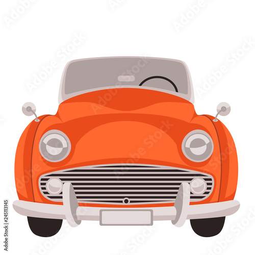 red vintage car,vector illustration, flat style, front 