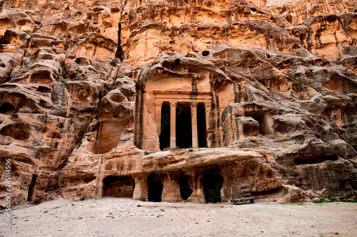 Amazing view of the beautiful little Petra site. Petra is a Unesco World heritage site, historical and archaeological city in southern Jordan.