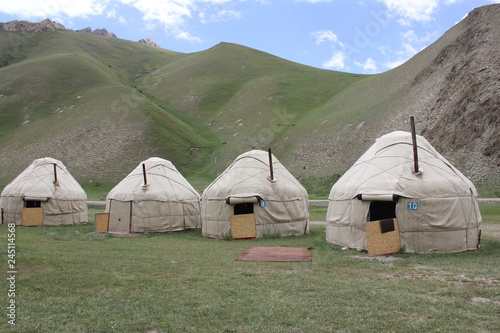 Yurt housing Kyrgyz and mountains photo