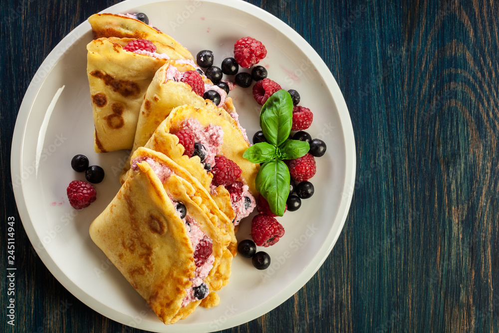 Delicious tasty homemade traditional crepes Delicious tasty homemade traditional crepes