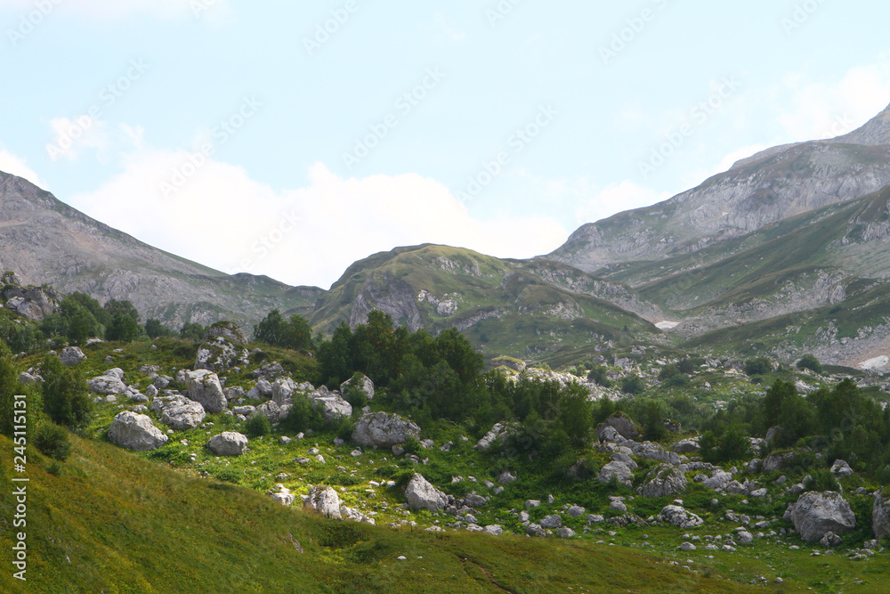 Fototapeta premium big pretty mountain ridge, natural landscape photo with sky on background