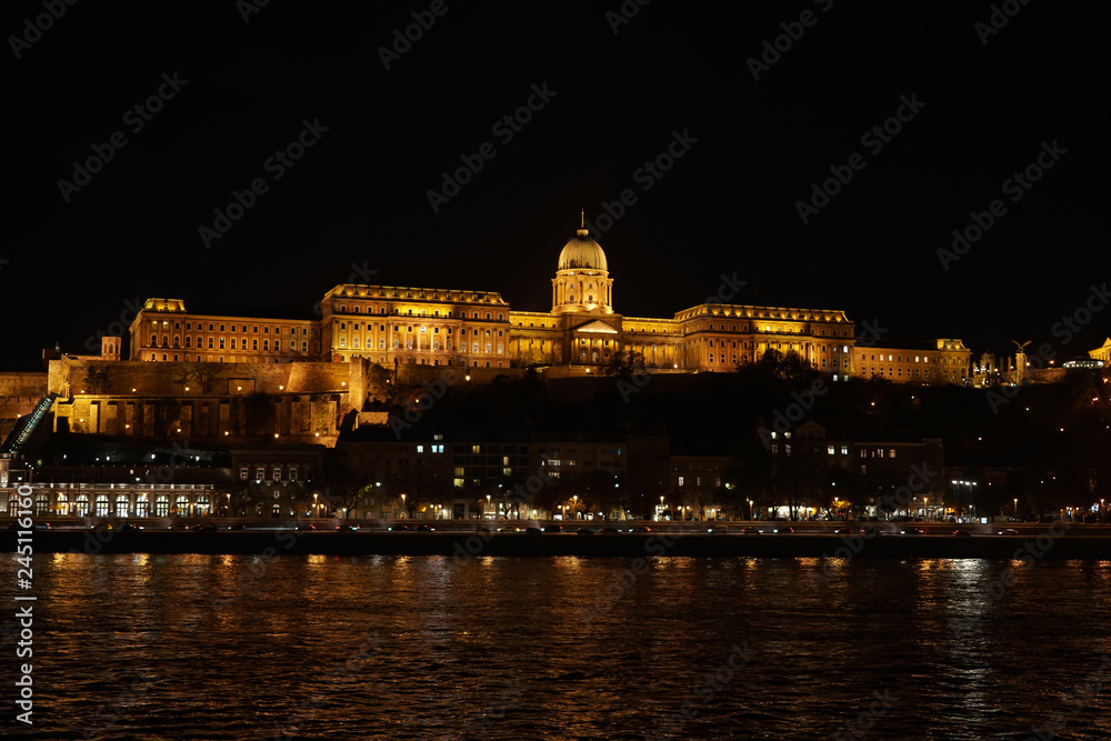 Royal Palace or Buda Castle at evening, Budapest in Hungary.