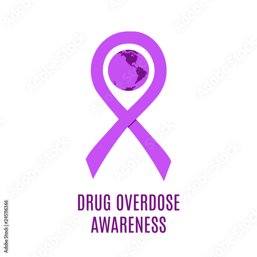 drug overdose awareness day purple ribbon vector illustration