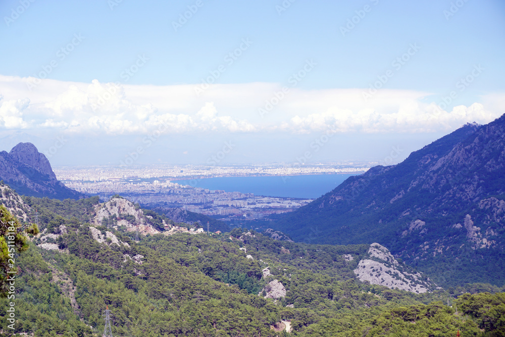 Antalya coastline view from Toros mountains