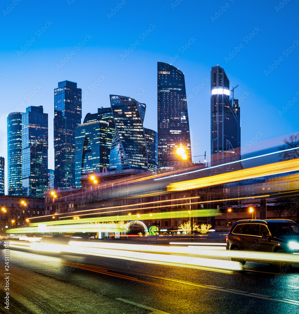 Fototapeta premium Modern city at night.