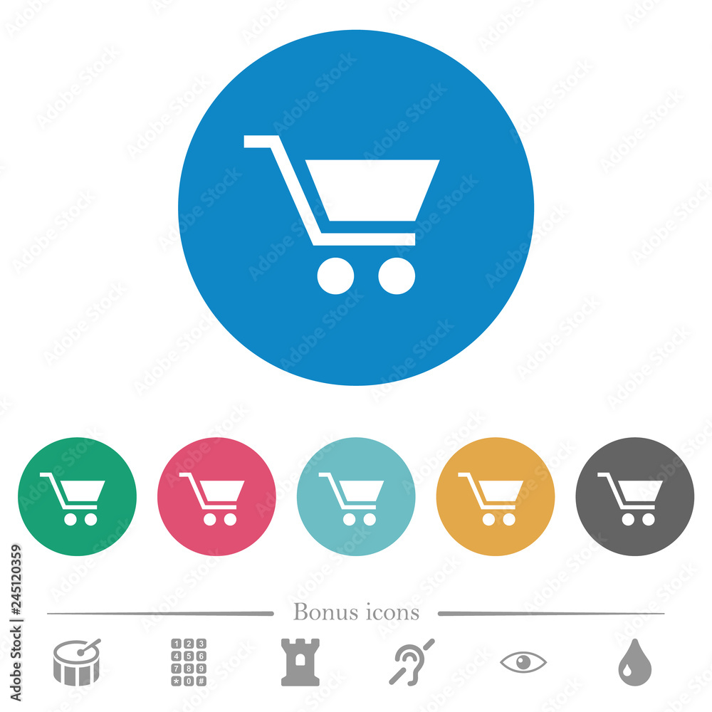 Empty shopping cart flat round icons Empty shopping cart flat round icons