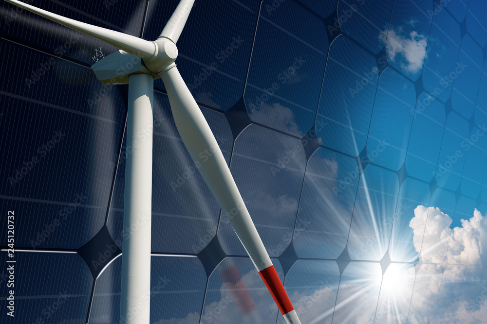 Wind turbine and Solar panel - Renewable energy Wind turbine and Solar panel - Renewable energy