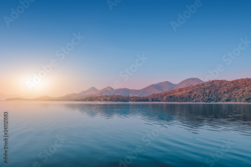 Landscapes river lake view  mountain in morning Dam beauty in nature