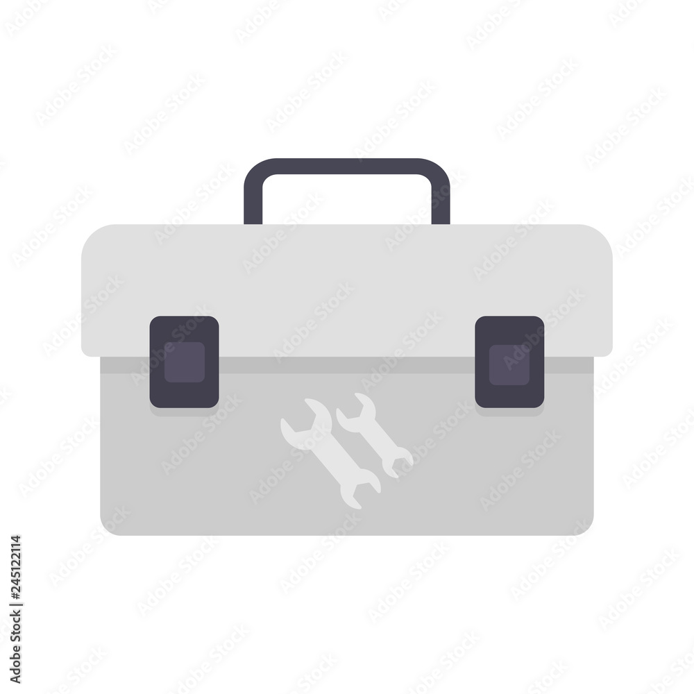 Toolbox. Grey box. White background. Vector illustration. EPS 10.
