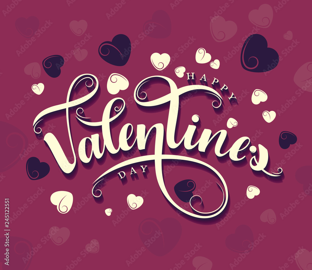 Happy Valentine's Day lettering illustration sign